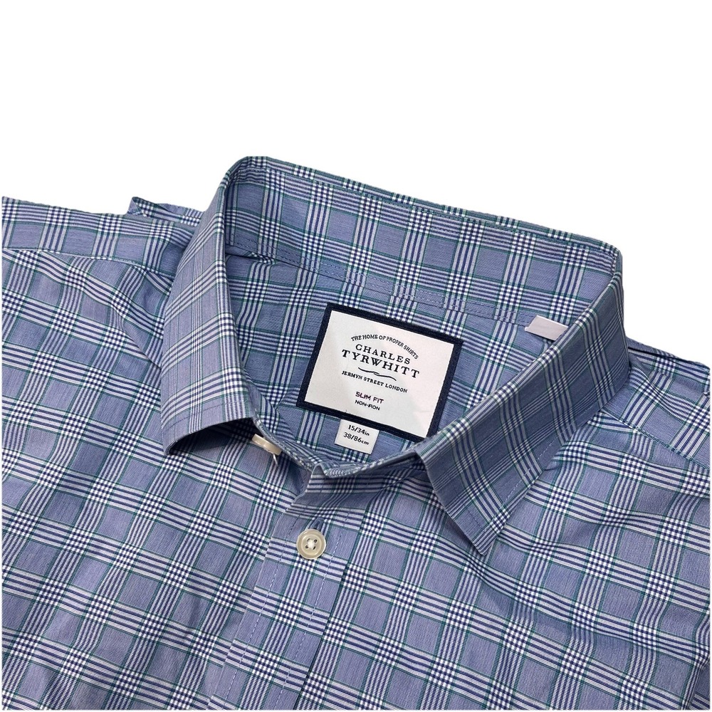 Charles tyrwhitt Mens Button Downs Dress Shirt Size 15 34 Checkered Box Pattern